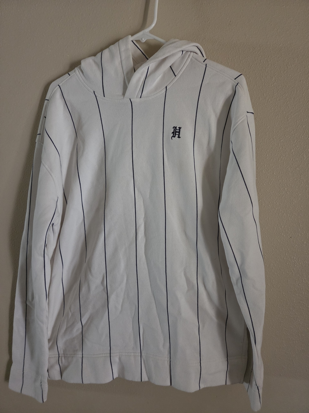 Hollister White Hoodie with Navy Trim